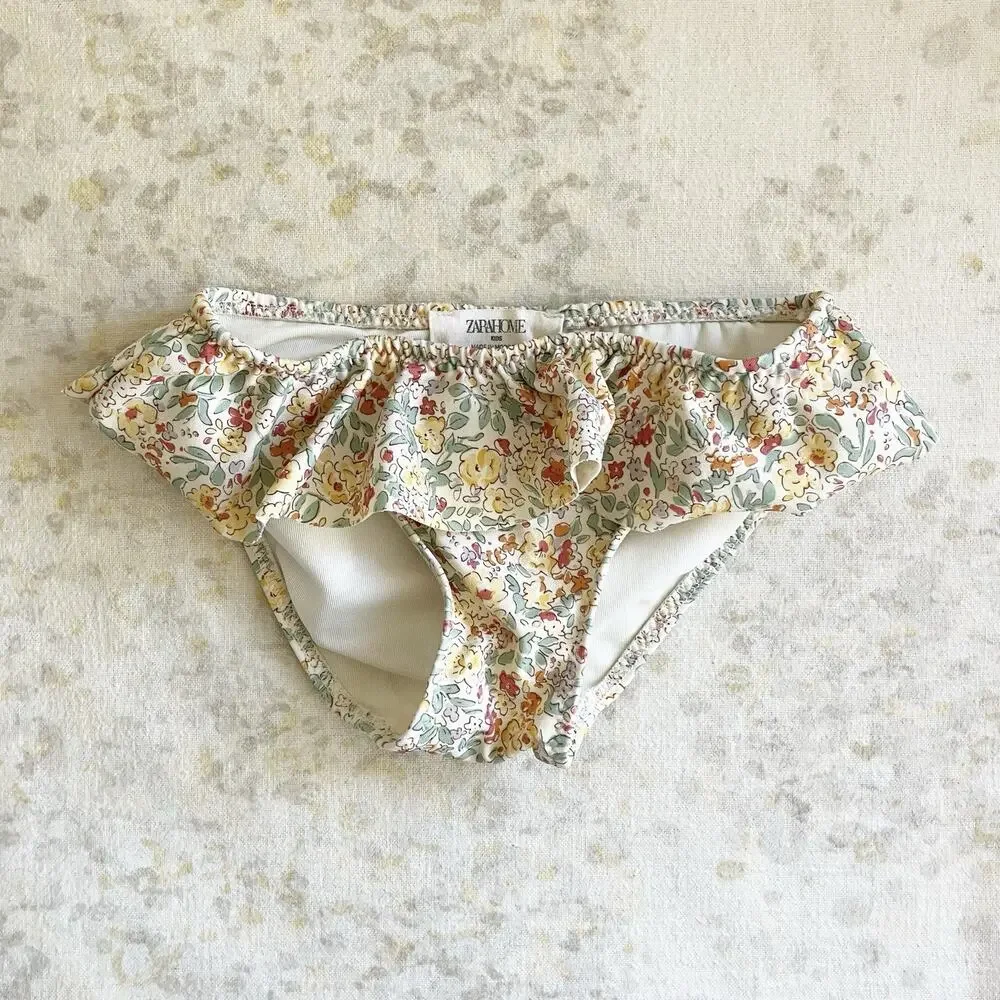 Zara Kids Floral Bikini Bottom Girls 2-3 Ruffle Yellow Print